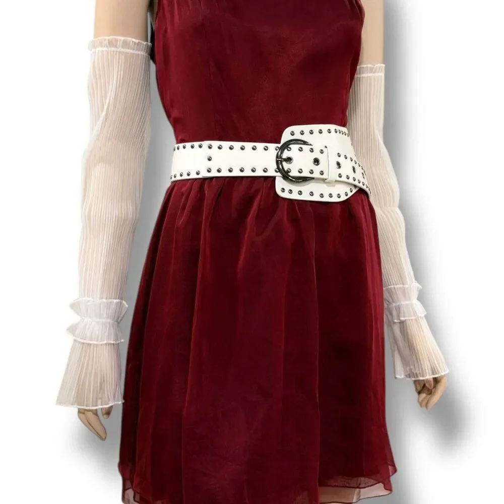 White Sheer Mesh Ruffle Arm Covers Long Fake Sleeves OS- NWT